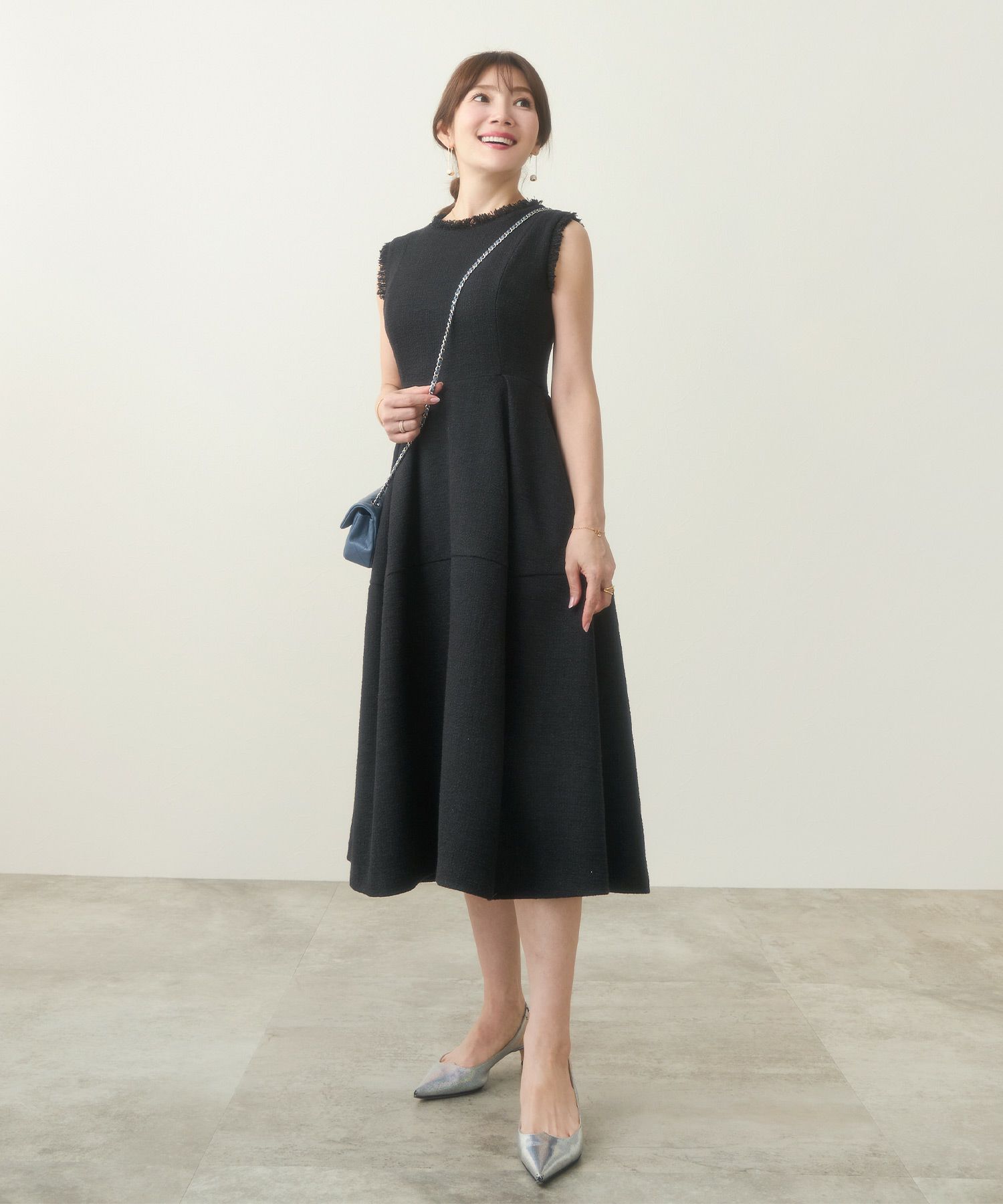 美品】 Liala×PG ワンピースセットアップ 上L 中M ツイード 黒  