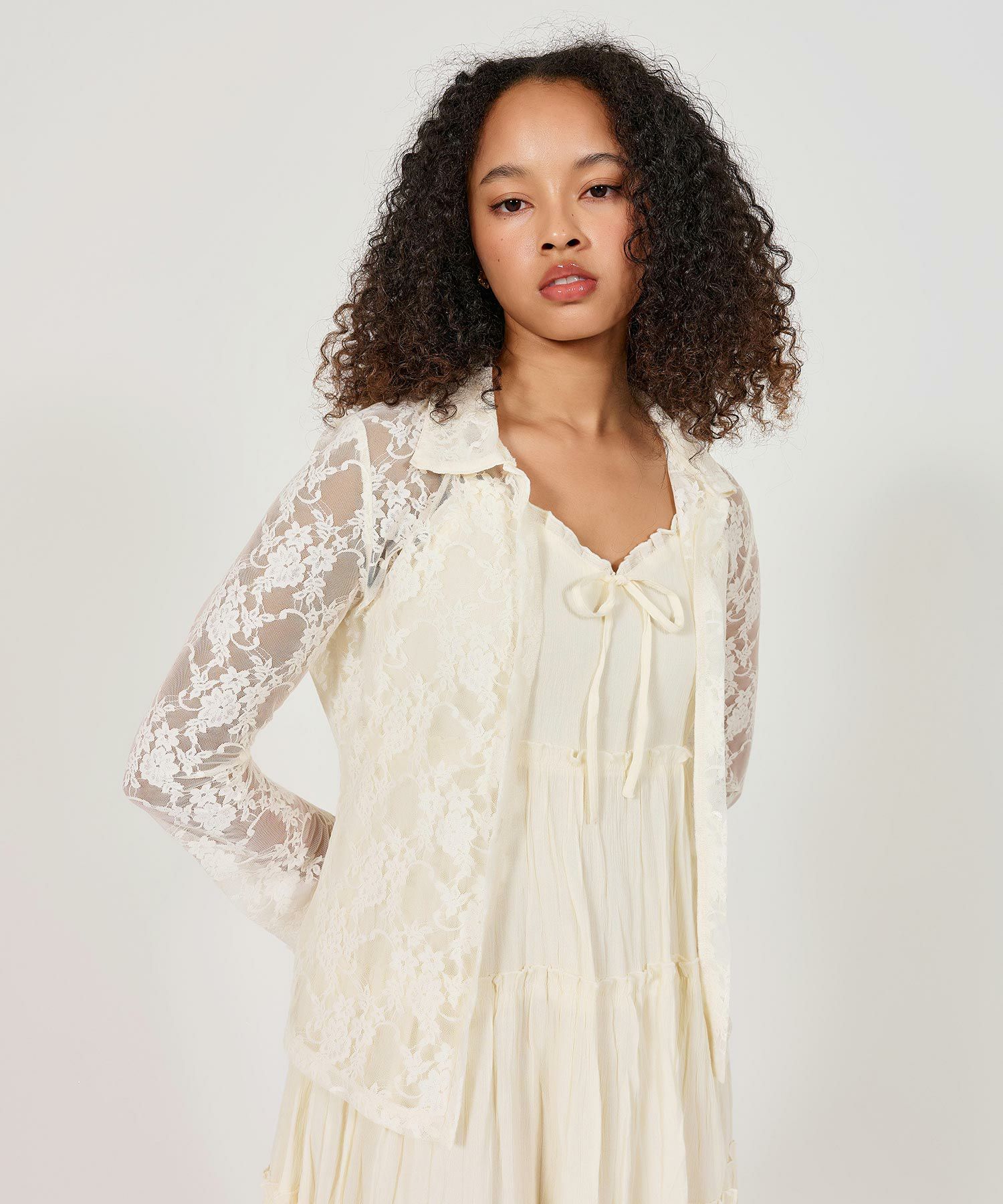 シアー/カーディガン/シアートップス/レース/カットレース