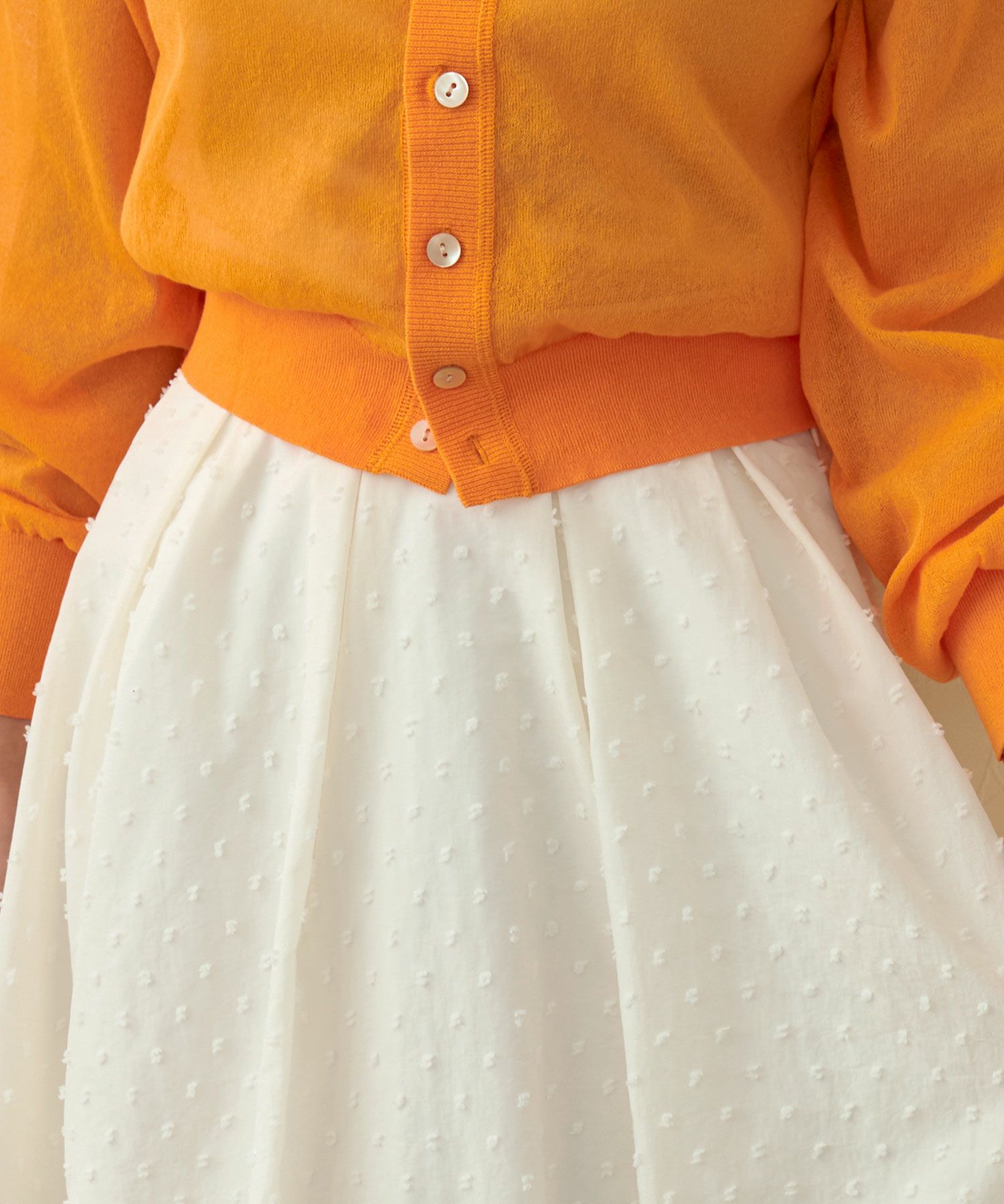 スカートレディースウエストゴムホックファスナードット水玉きれいめオフィス白黒かわいいジョイントスペース