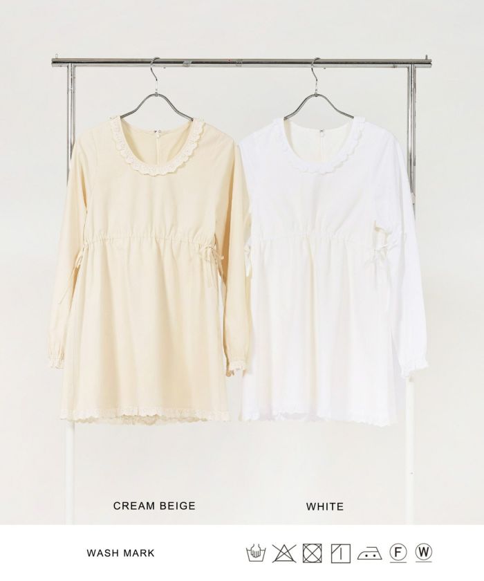 GW-SALE コットンレース付き ミニ丈ワンピース TINA：JOJUN 全2