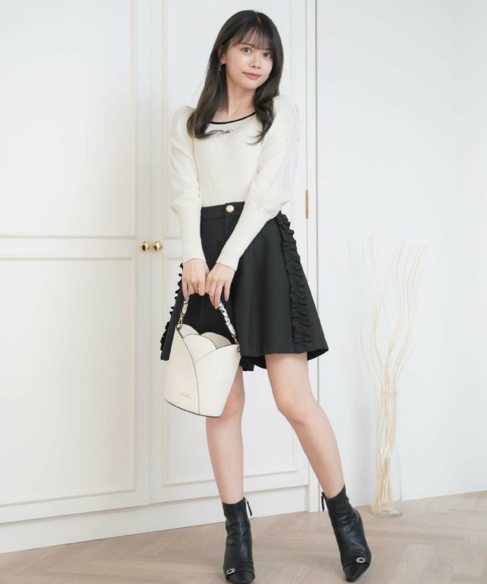 レさん専用♡ SUMMER-SALE スクエアネック バイカラー パイピング リブニット