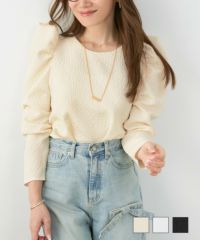 ふくれジャガードタックスリーブブラウスLiala×PG