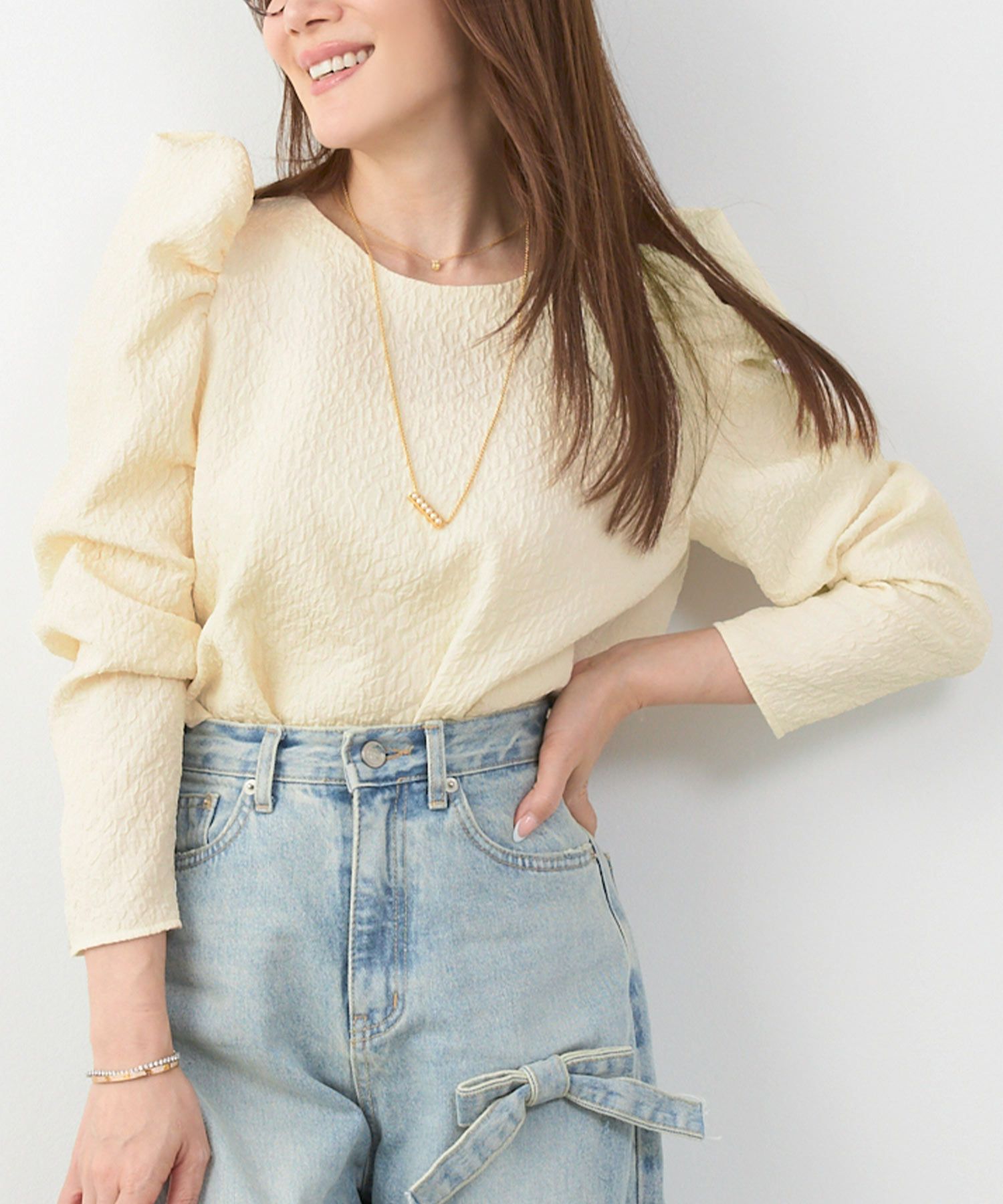 新色追加手洗い可日本製トップスレディースオフィスかわいいきれいめおしゃれ春白黒ジョイントスペース