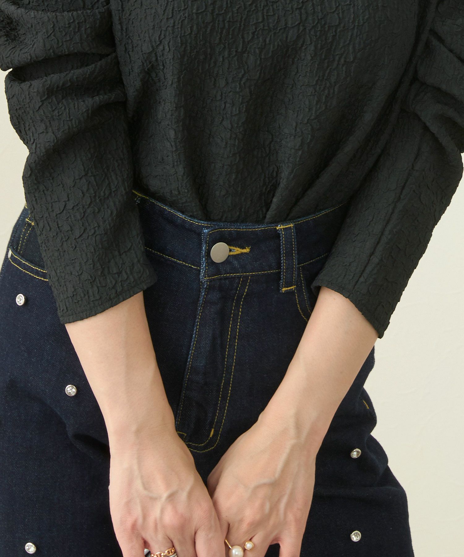 新色追加手洗い可日本製トップスレディースオフィスかわいいきれいめおしゃれ春白黒ジョイントスペース