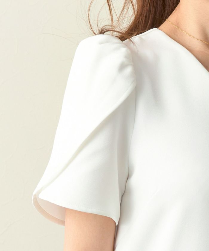 スカラップ ペプラム チューリップスリーブ ブラウス Liala×PG 全4色