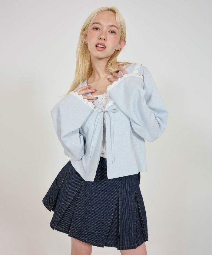 TINA：JOJUN（ティーナジョジュン）の「配色 ショールカラー