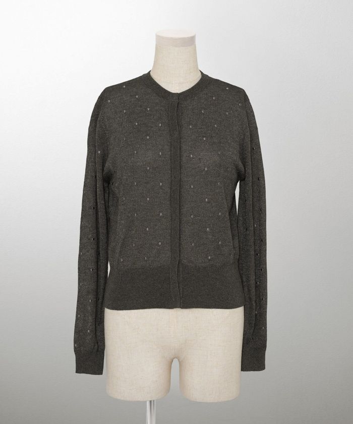 カーディガン/ドット柄/ラメ/シアーニット/カーディガン/チャコール/ハートホワイト/ハートブラック/ライトグレー/ホワイト/ネイビー/ブラック/S/M
