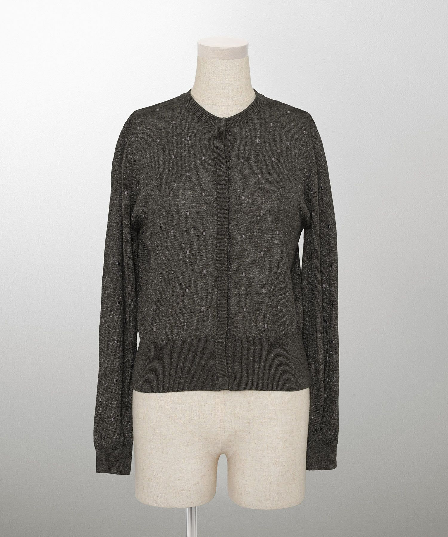 カーディガン/ドット柄/ラメ/シアーニット/カーディガン/チャコール/ハートホワイト/ハートブラック/ライトグレー/ホワイト/ネイビー/ブラック/S/M