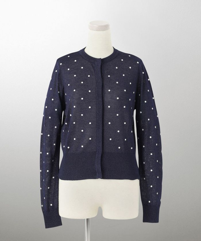 カーディガン/ドット柄/ラメ/シアーニット/カーディガン/チャコール/ハートホワイト/ハートブラック/ライトグレー/ホワイト/ネイビー/ブラック/S/M