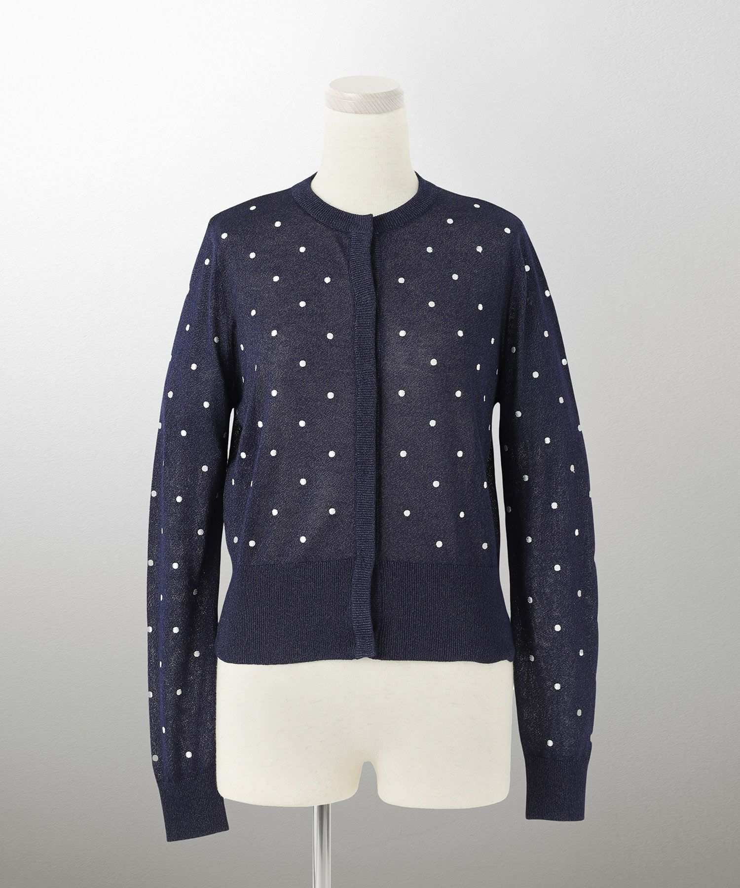 カーディガン/ドット柄/ラメ/シアーニット/カーディガン/チャコール/ハートホワイト/ハートブラック/ライトグレー/ホワイト/ネイビー/ブラック/S/M
