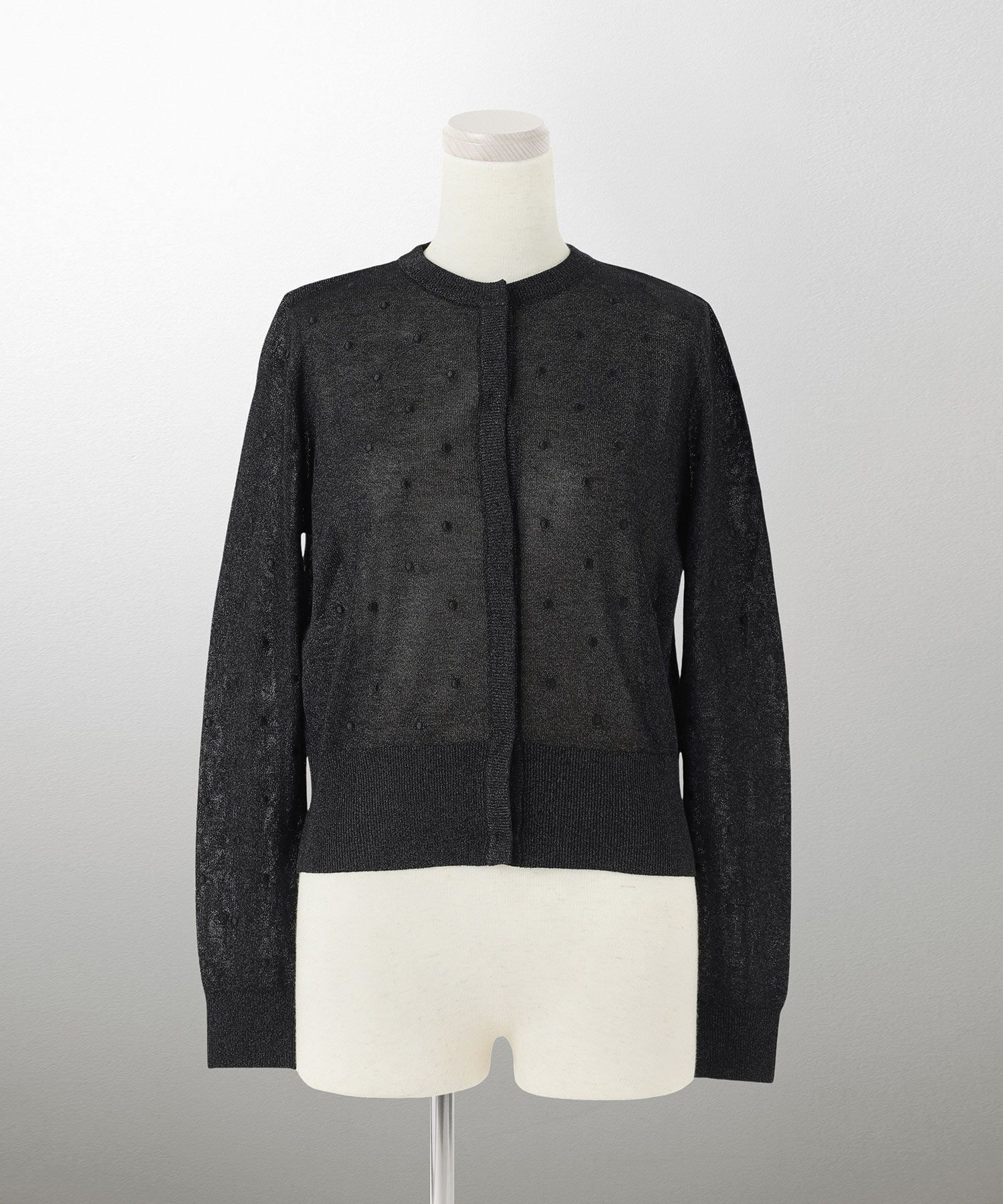 カーディガン/ドット柄/ラメ/シアーニット/カーディガン/チャコール/ハートホワイト/ハートブラック/ライトグレー/ホワイト/ネイビー/ブラック/S/M