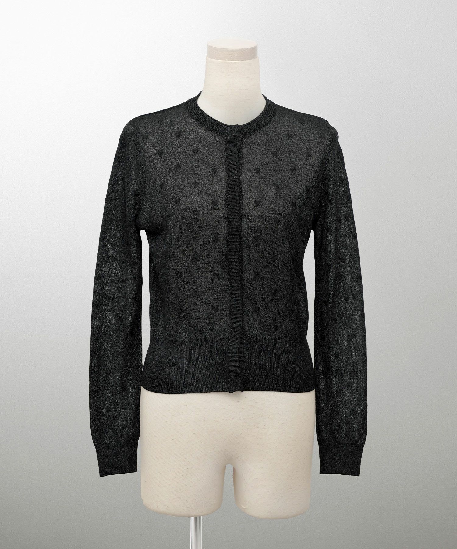 カーディガン/ドット柄/ラメ/シアーニット/カーディガン/チャコール/ハートホワイト/ハートブラック/ライトグレー/ホワイト/ネイビー/ブラック/S/M