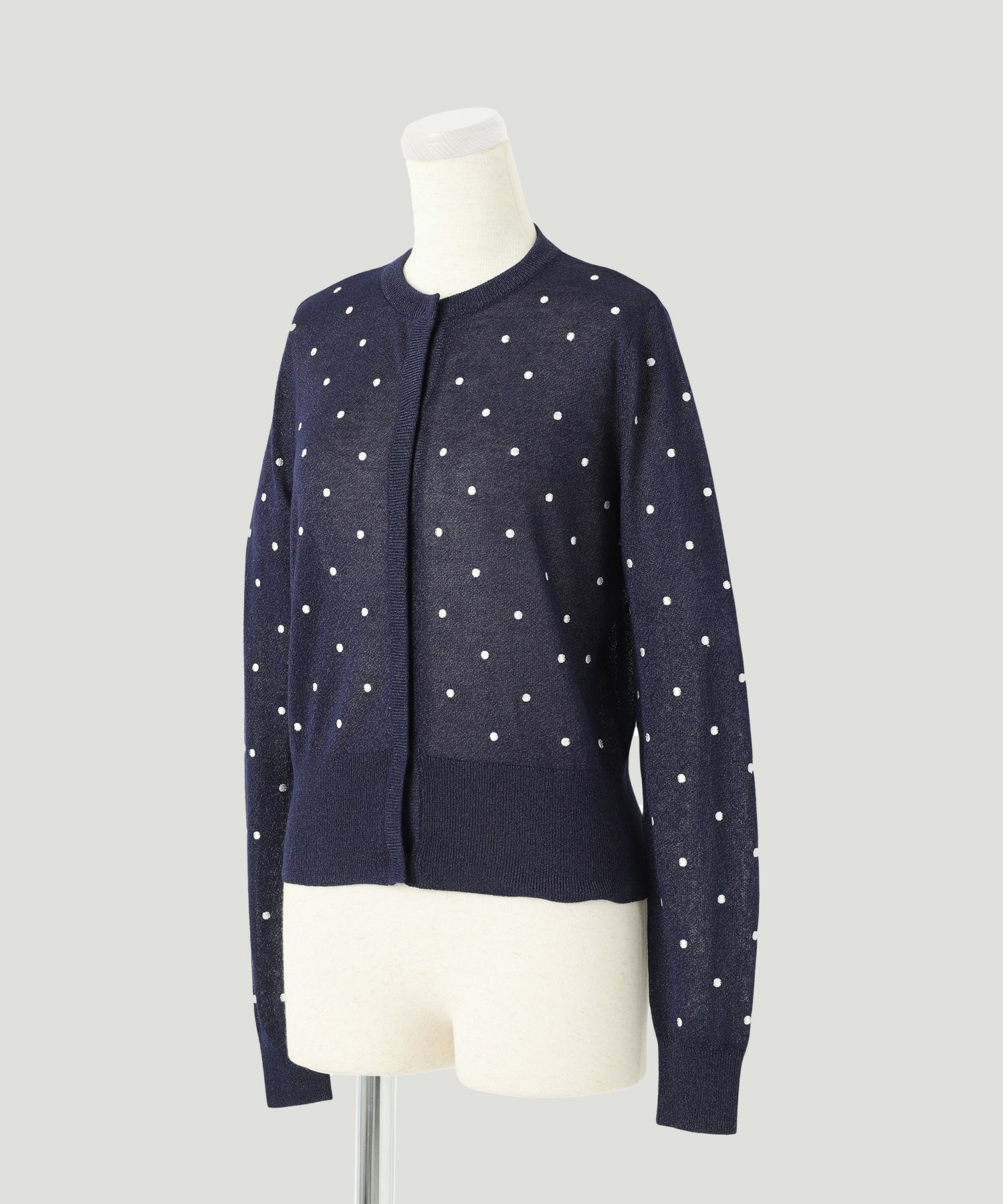 カーディガン/ドット柄/ラメ/シアーニット/カーディガン/ハートホワイト/ハートブラック/ライトグレー/ホワイト/ネイビー/ブラック/S/M