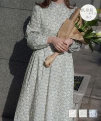 スタンドカラー シャツ ワンピース Made with Liberty Fabric HUIT ピンク/イエロー/ブルー