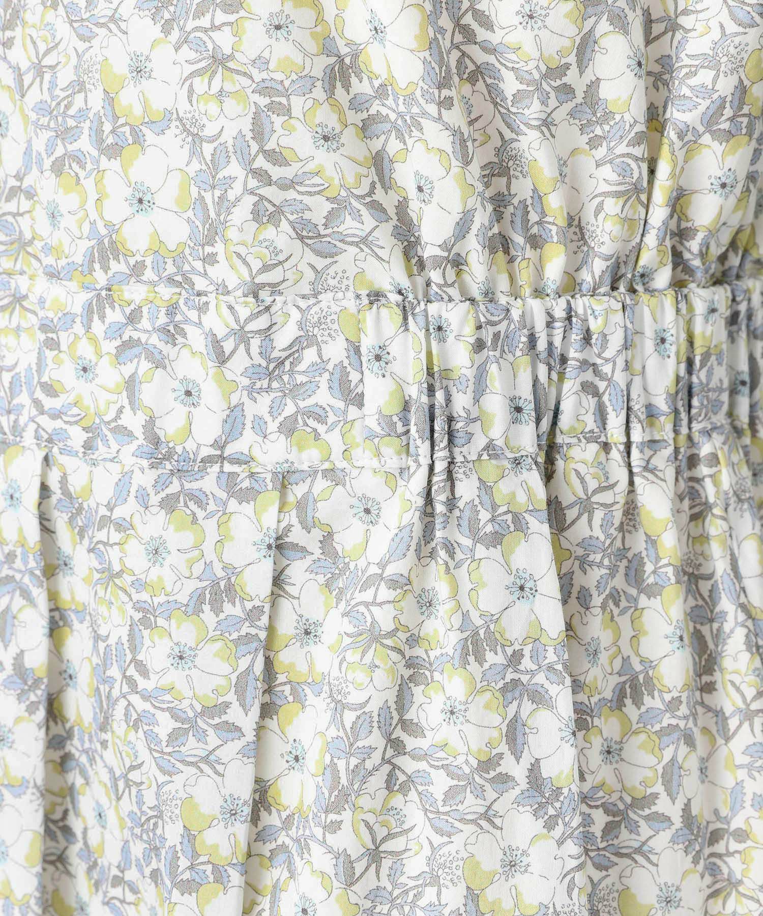 ワンピース/スタンドカラー/シャツ/ピンク/イエロー/ブルー/S/M/春/夏/花柄/長袖