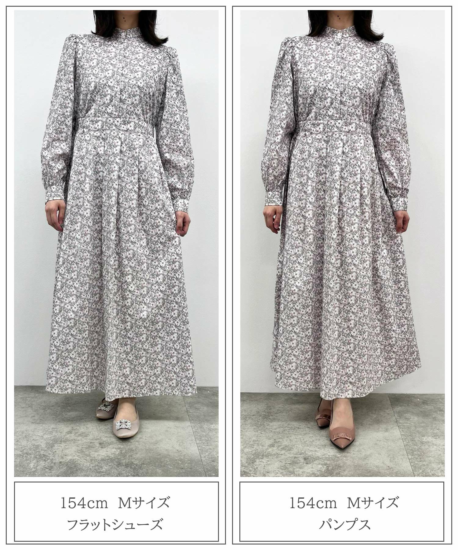 ワンピース/スタンドカラー/シャツ/ピンク/イエロー/ブルー/S/M/春/夏/花柄/長袖