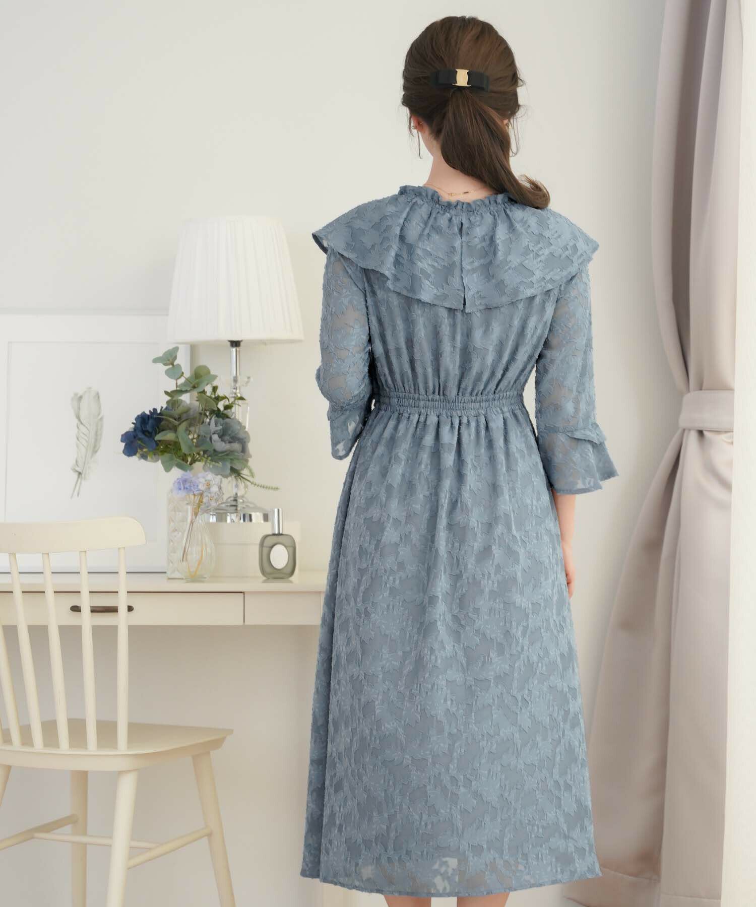 フリル シアージャカード フレアスリーブ ワンピース le reve vaniller  