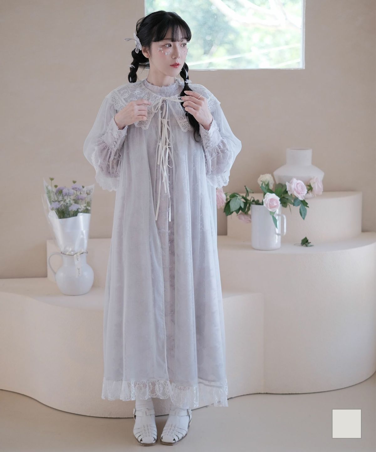 シアー ガウン ワンピース miolite ホワイト