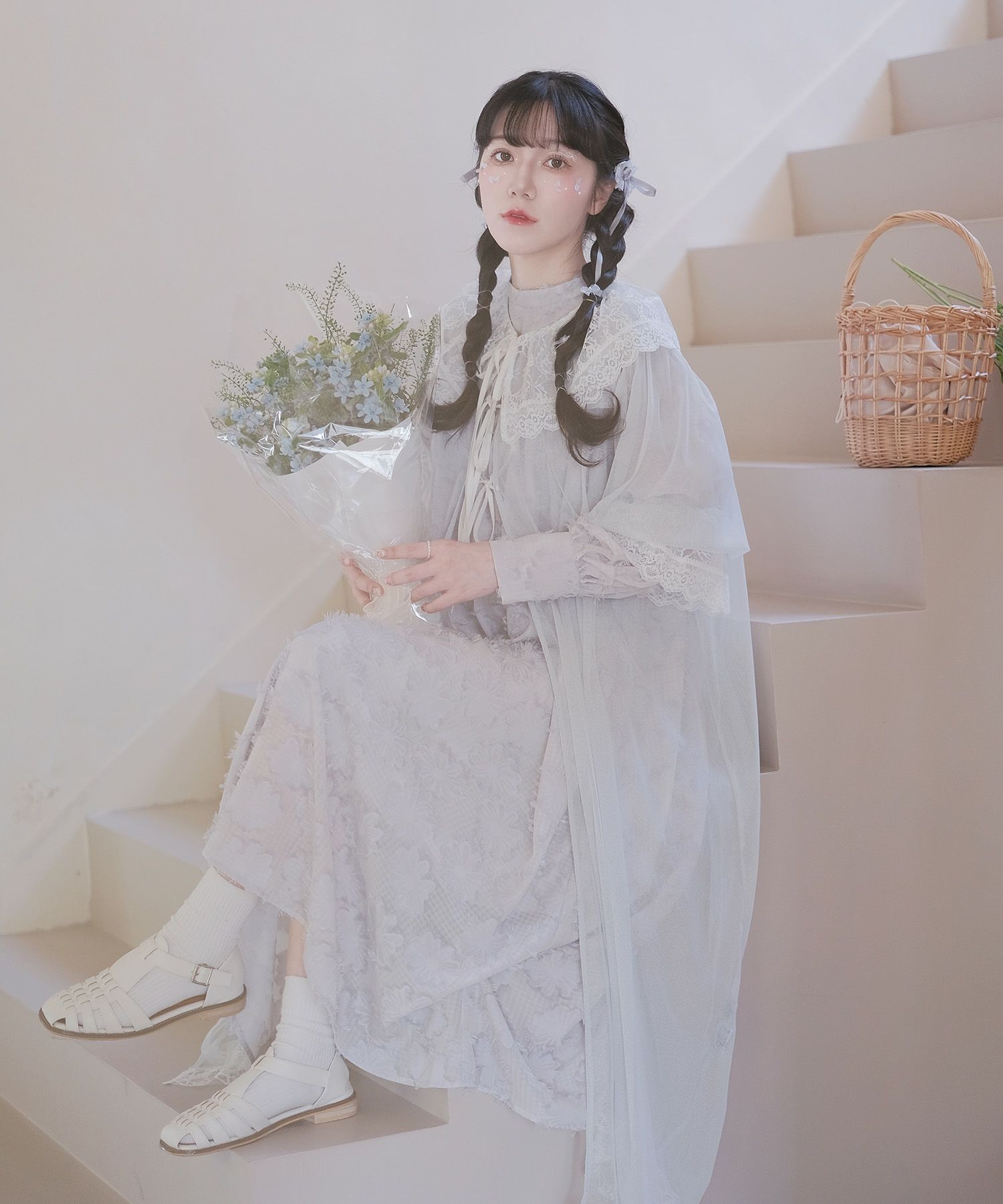 ワンピース/シアー/ガウン/ワンピース/ホワイト/M