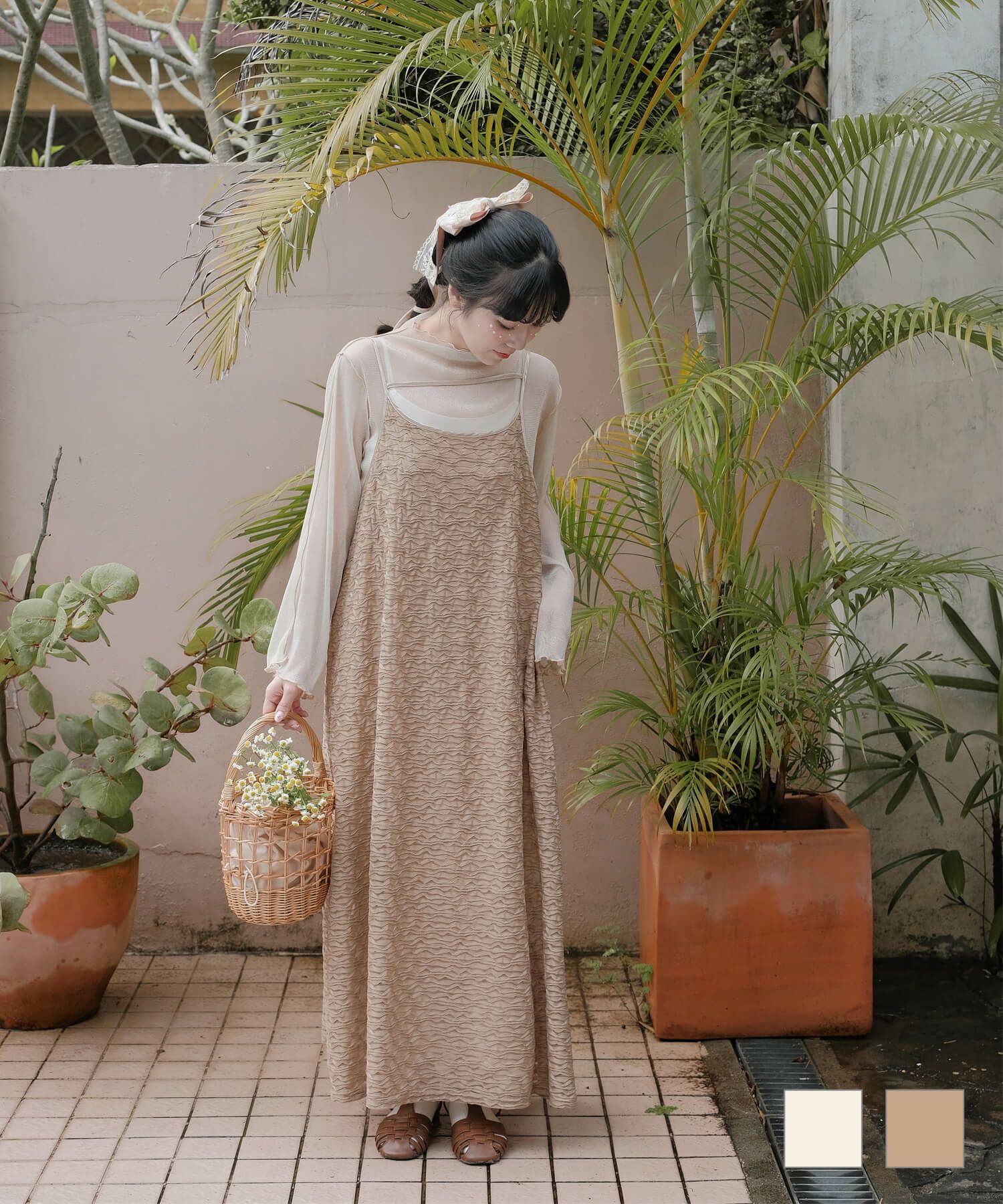 アシメシアー キャミ ワンピース miolite 全2色｜mio321-0008【1