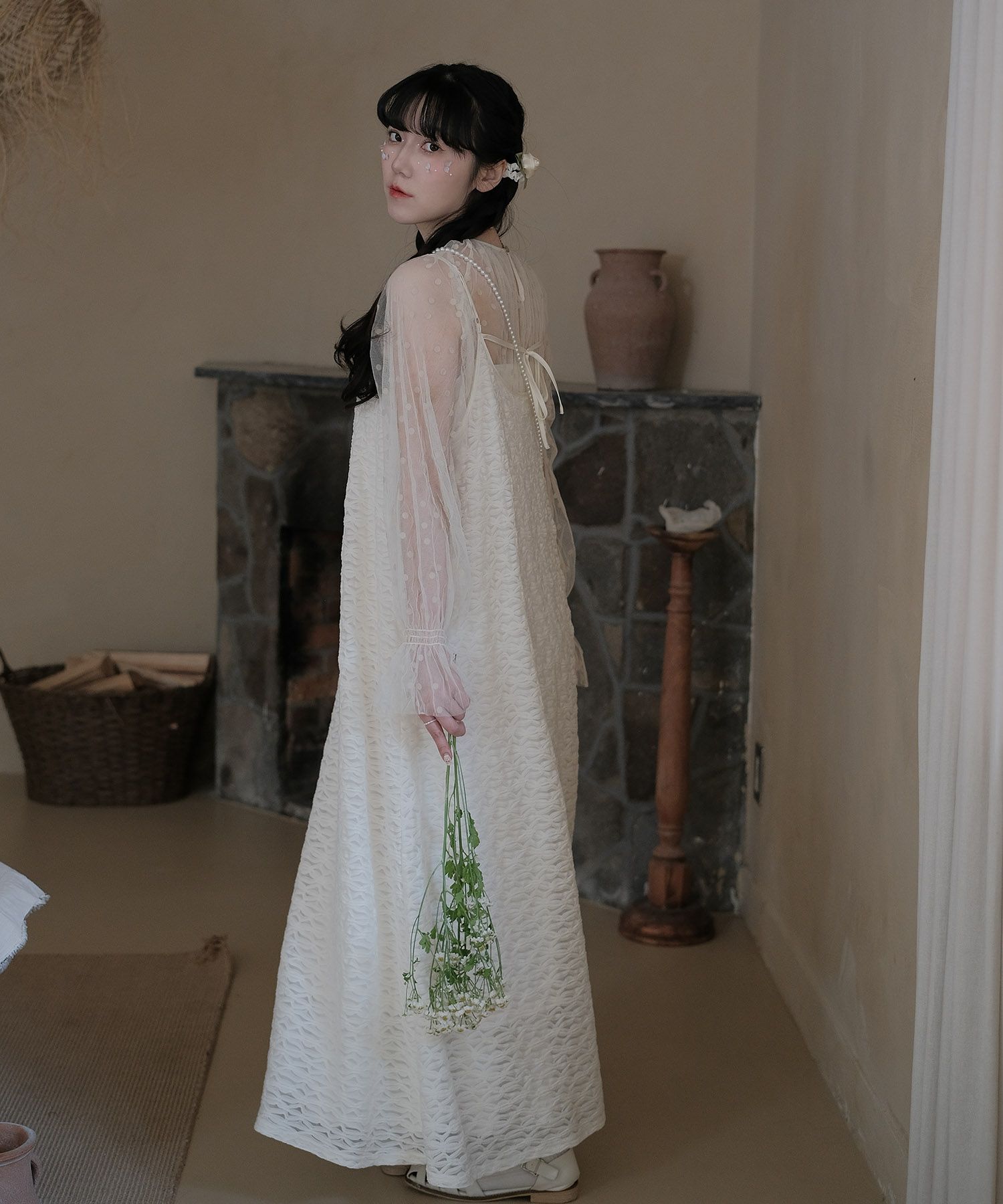 ワンピース/アシメシアー/キャミ/ワンピース/ホワイト/ベージュ/M