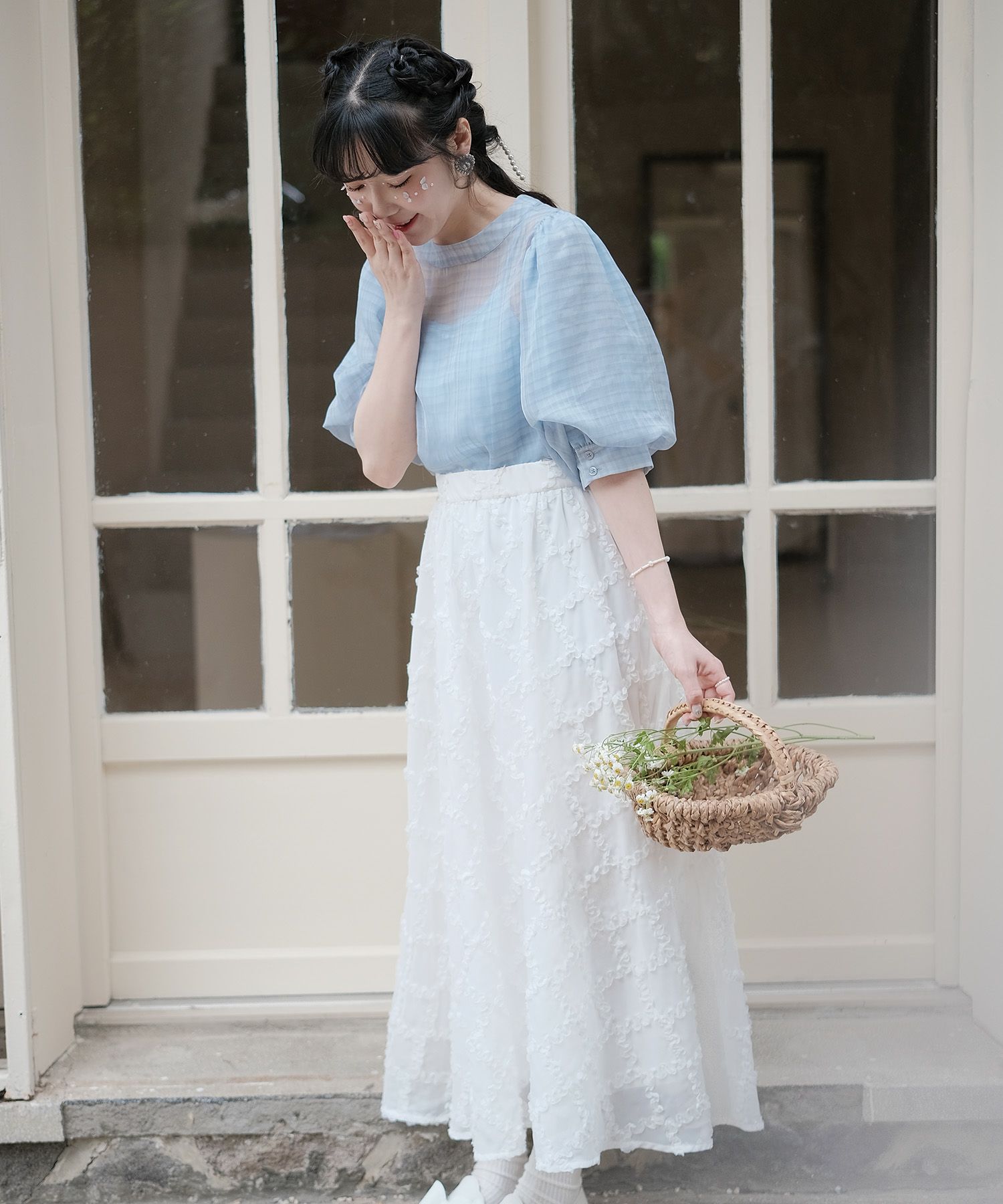 フリル ギャザー フレア スカート miolite 全2色｜mio621-0034【1