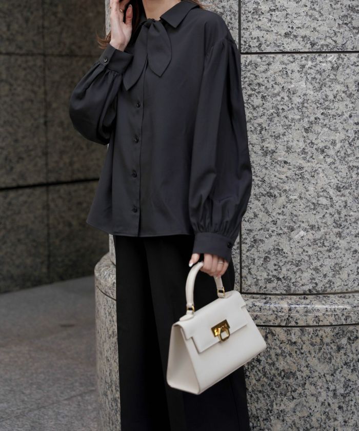 ブラウス　ホワイト　F 新品 オケージョンクーポン対象 Occasion-SALE スカーフタイ ブラウス HUIT