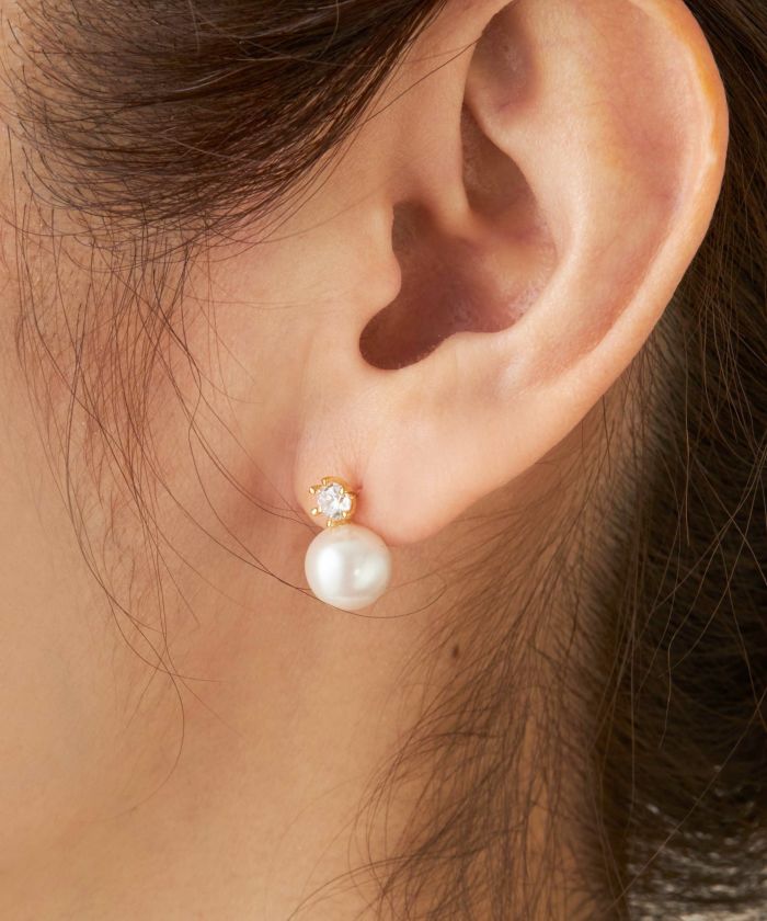 シンプル パール クリスタル ピアス Simple Pearl Crystal Pierce