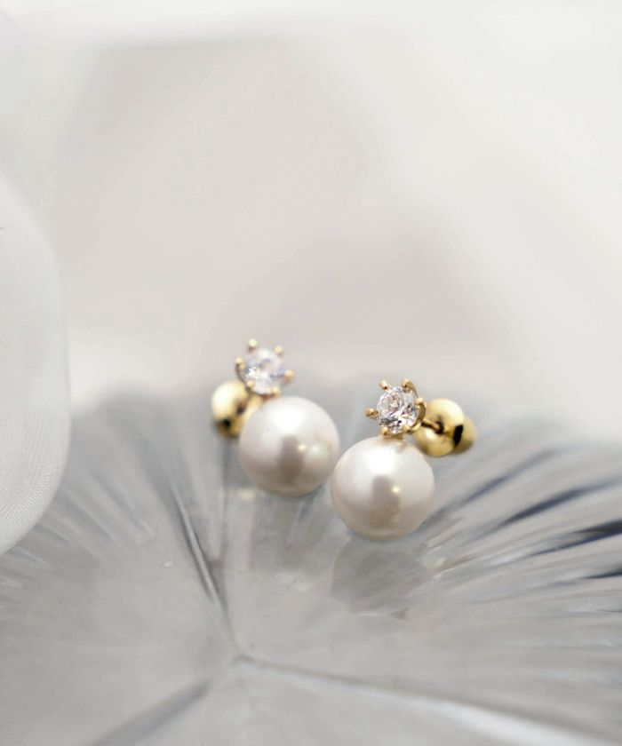 シンプル パール クリスタル ピアス Simple Pearl Crystal Pierce