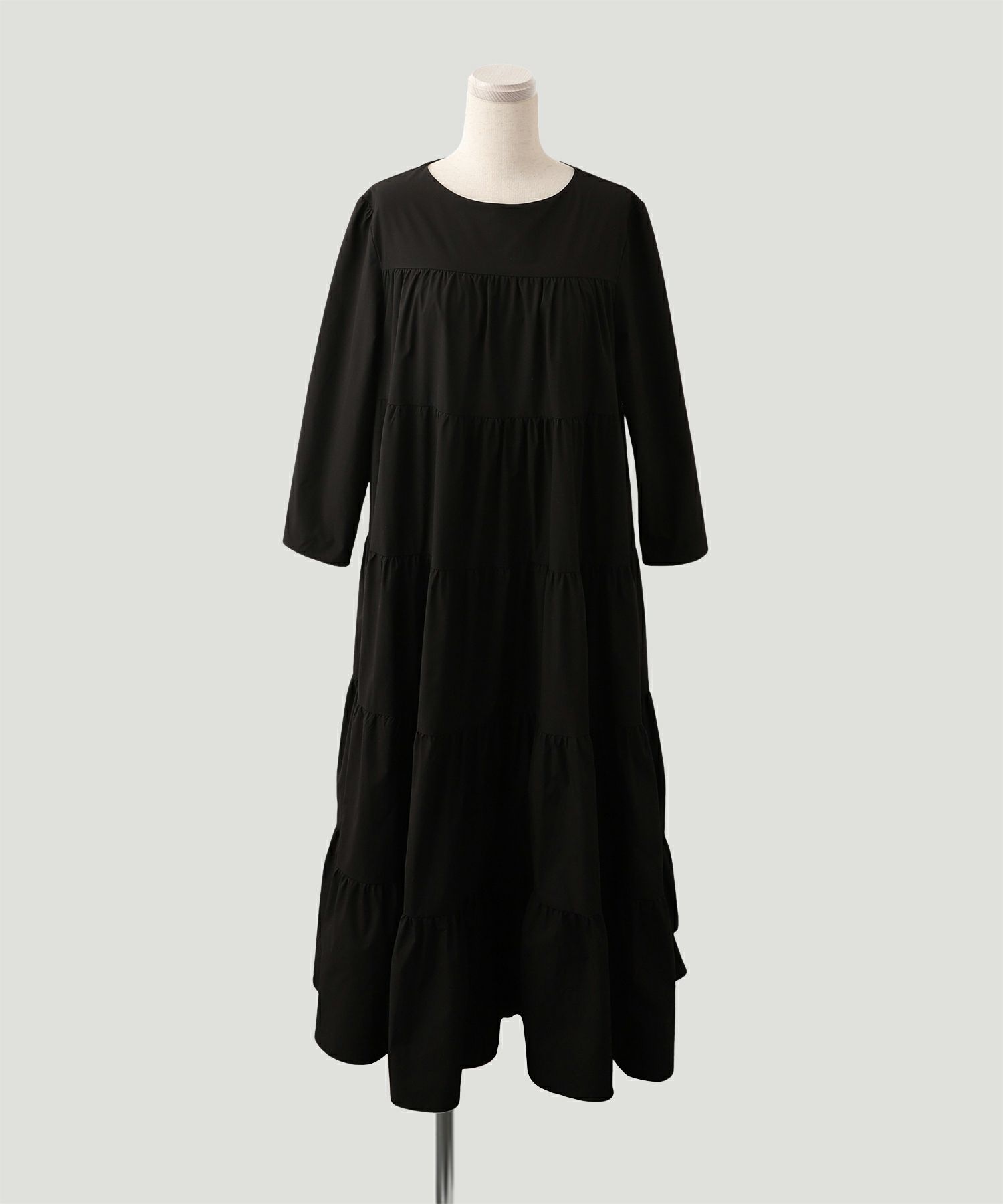 FINAL-SALE バックパール ティアード ワンピース HUIT 全2色｜hit311 
