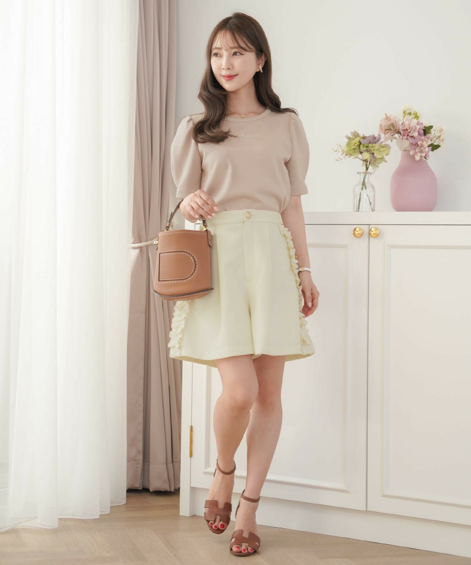 メッセージロゴ プリント パフスリーブ Tシャツ le reve vaniller 全3 