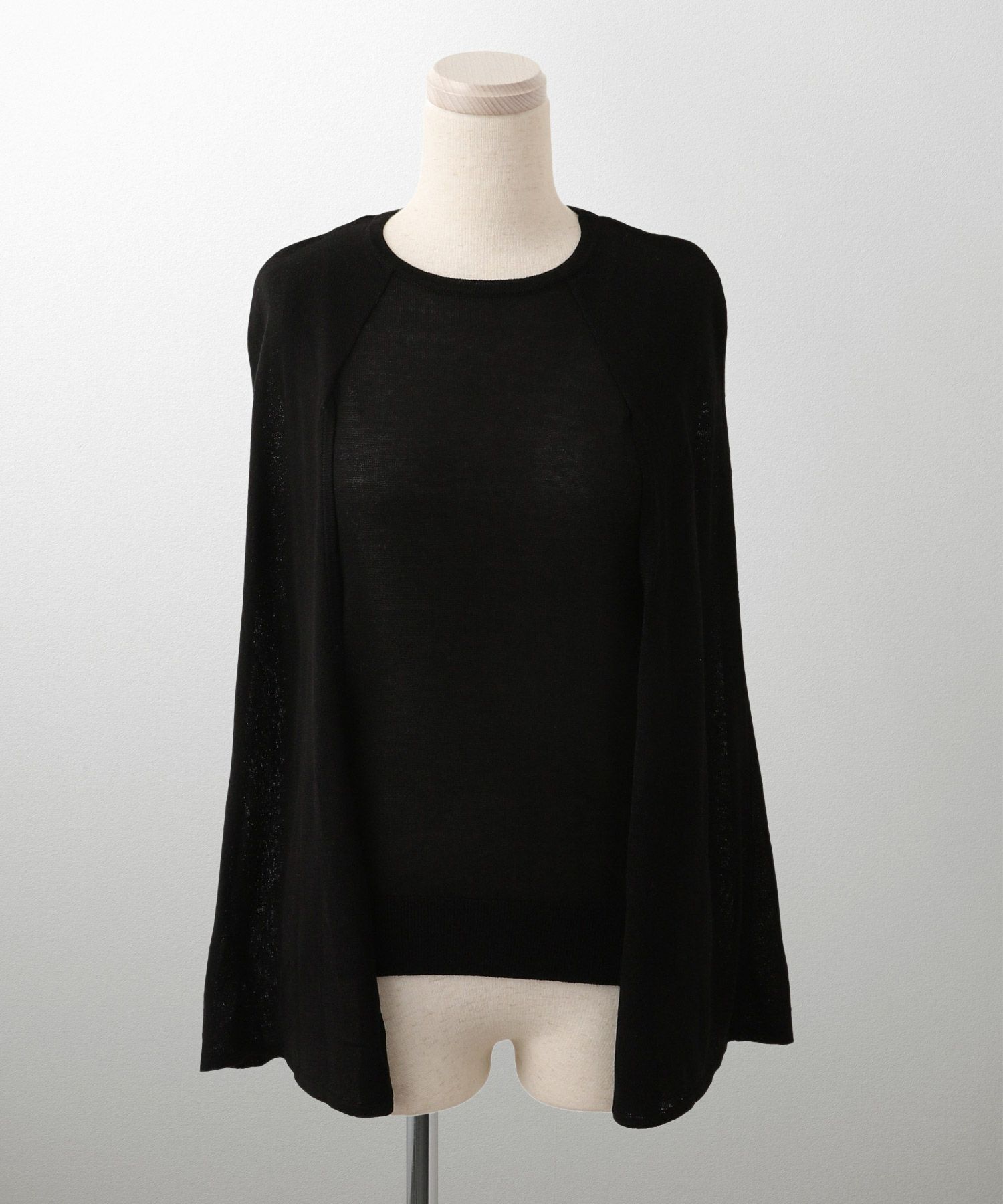 トップス/ラメ/ケープ/ニット/ベージュ×ブラック/ブラック×ホワイト/ネイビー/ピンクベージュ/ベージュ/ピンク/杢グレー/ブラック/M