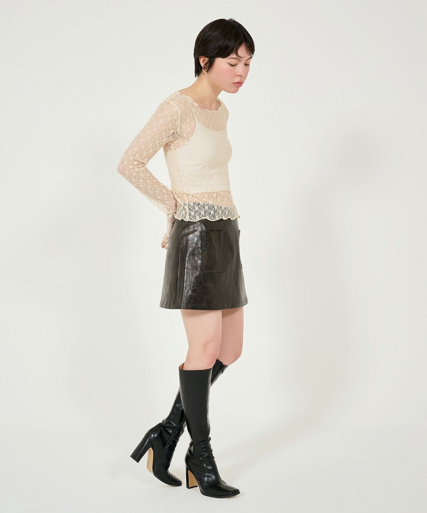 トップス/シアー/レースカット/花柄/メロウ