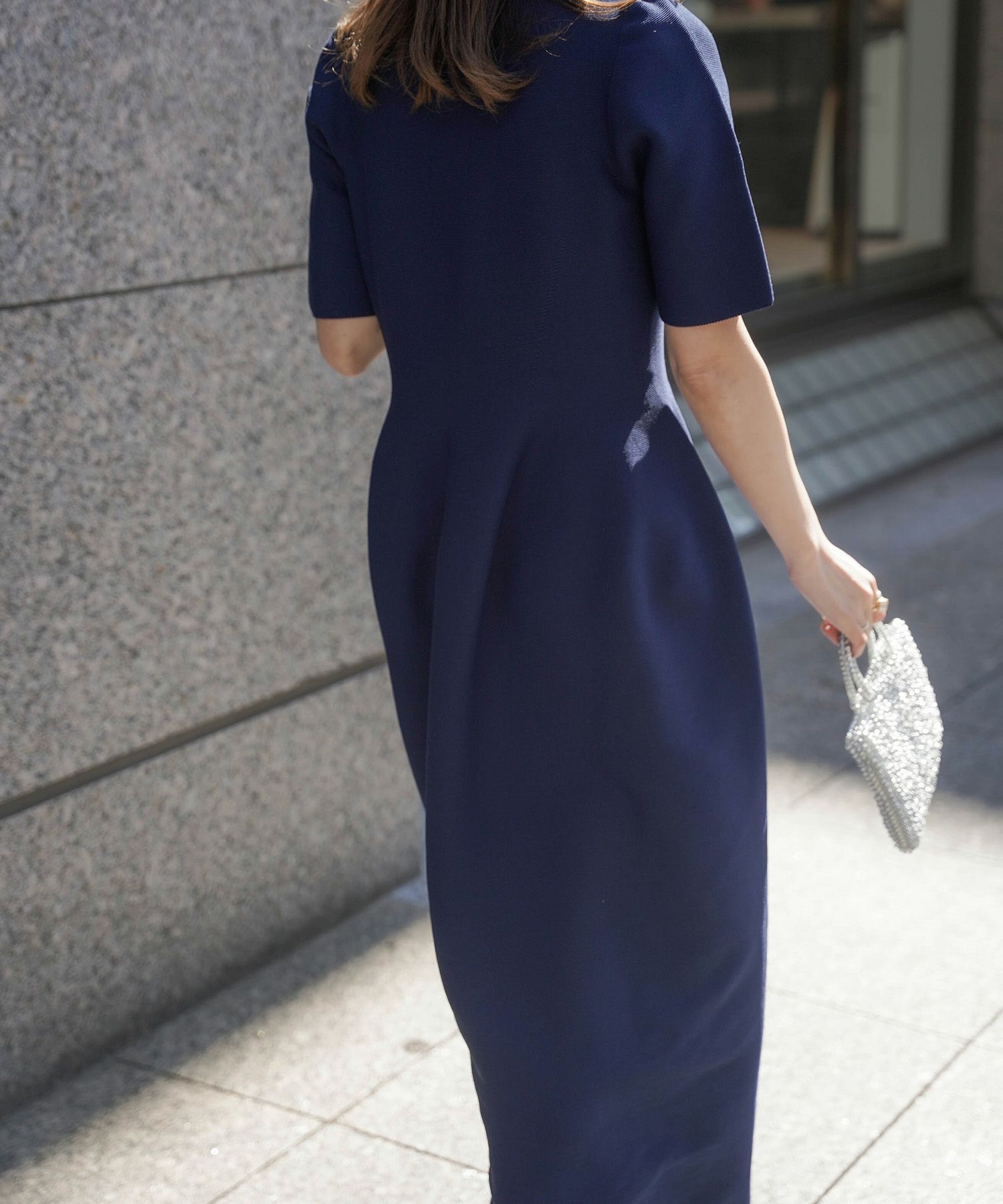 ワンピース/Vネック/ホールガーメント/ニット/ワンピース/ベージュ/サックス/ネイビー/ブラック/S/M