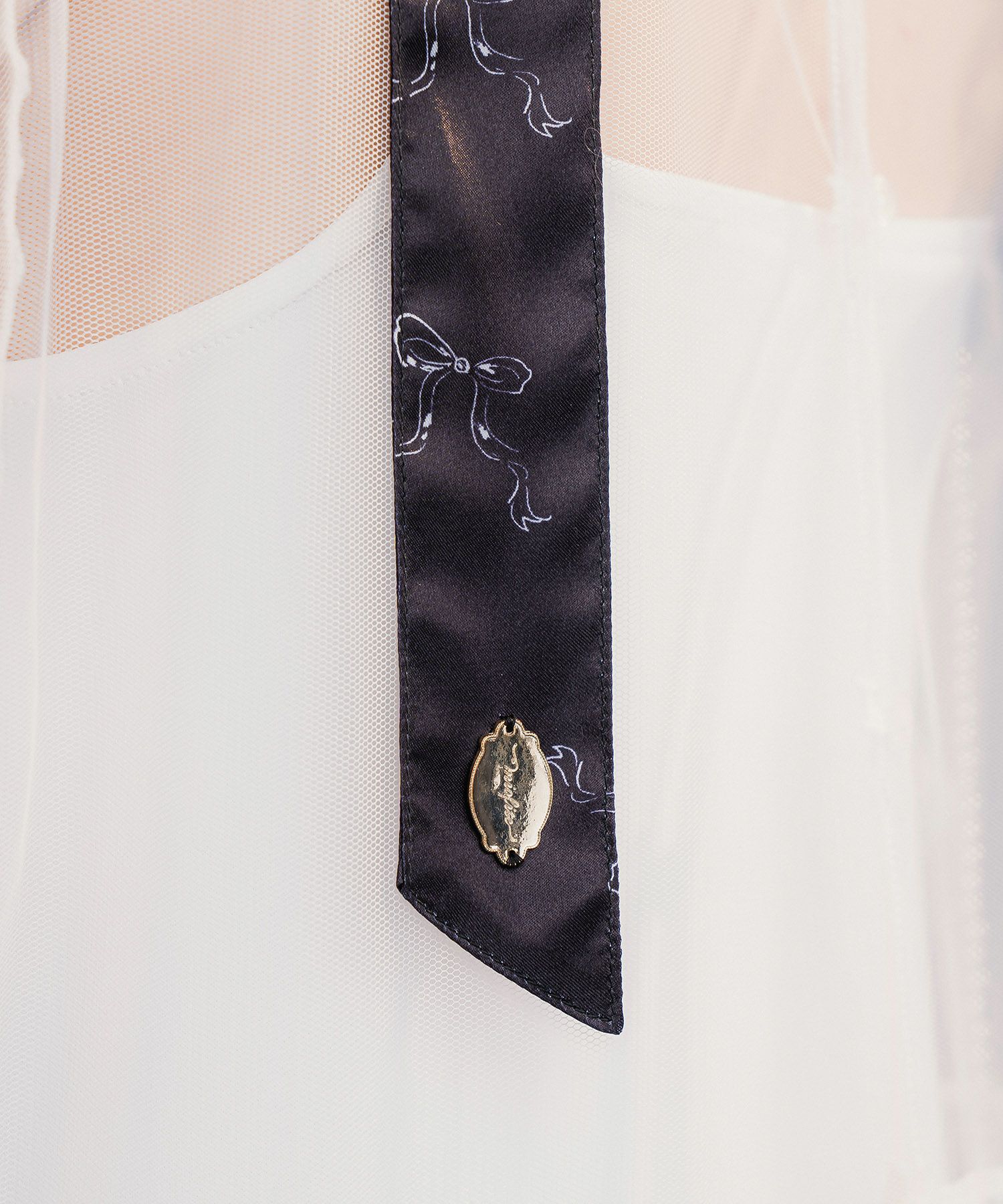 首 髪 バッグ アレンジ リボン ホワイト/ブラック/フリー