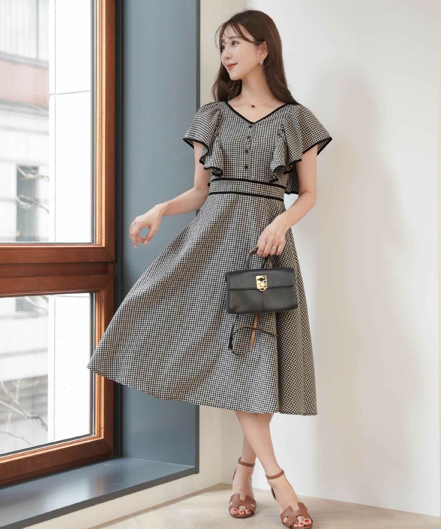 バックリボン バイカラー パイピング ワンピース le reve vaniller 全3  