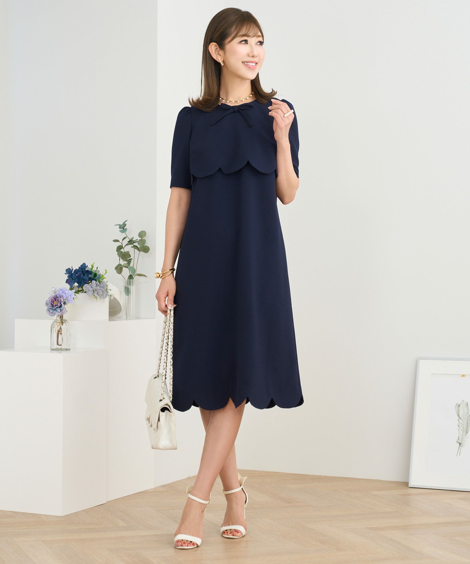 ワンピースレディースかわいい可愛い服レディース大人おしゃれおすすめ上品白黒ネイビーきれいめジョイントスペース