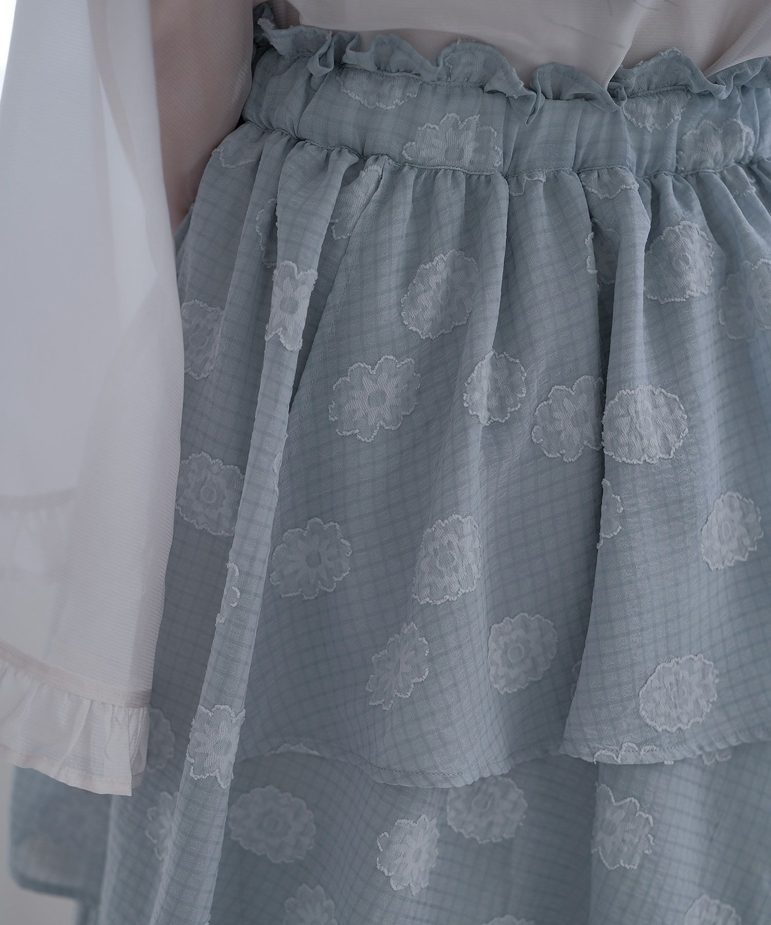 スカート/フリル/ティアード/スカート/アイボリー/グリーン/M