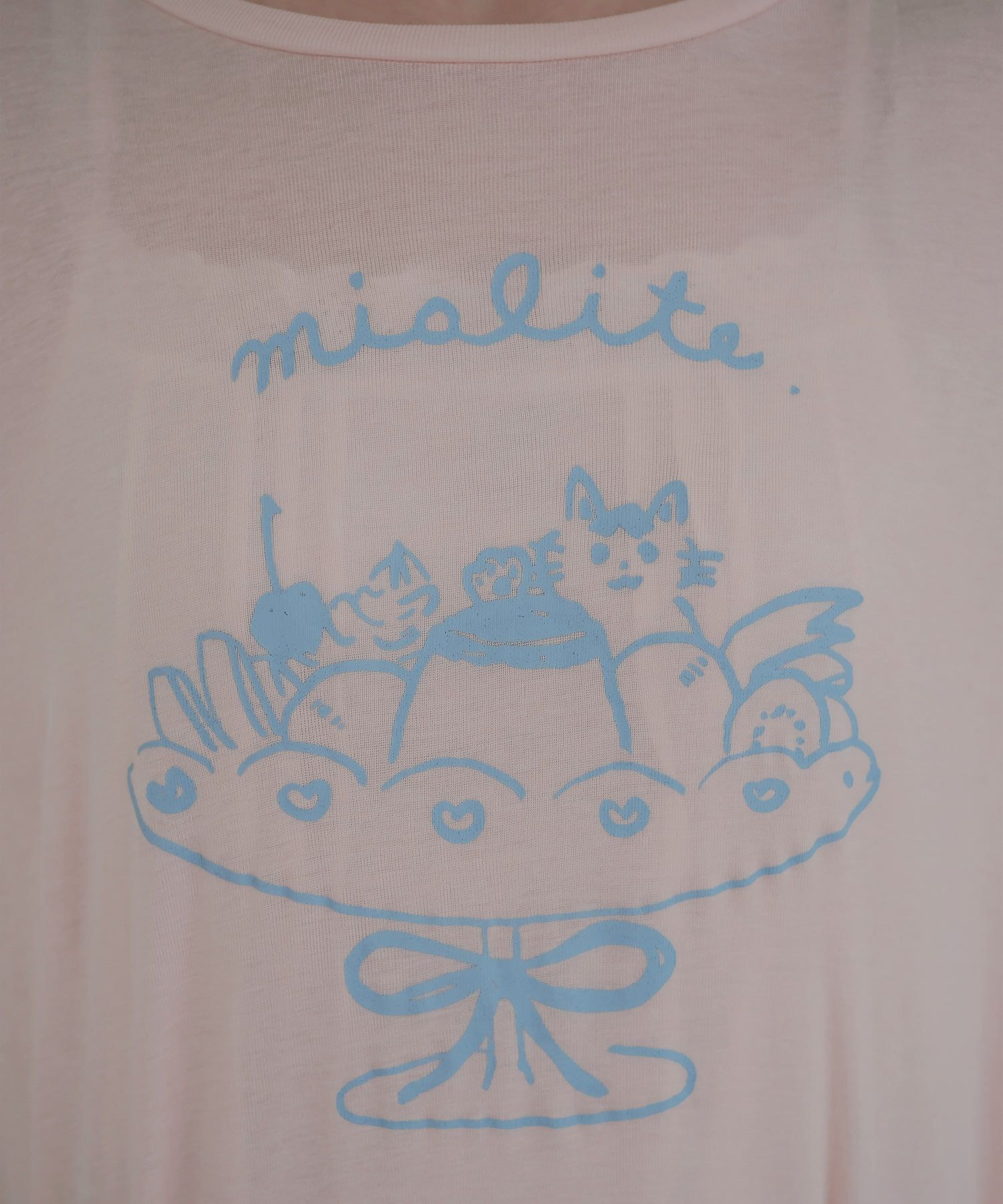 カットソー/ビッグT/オリジナルプリント/グレー/ピンク/M