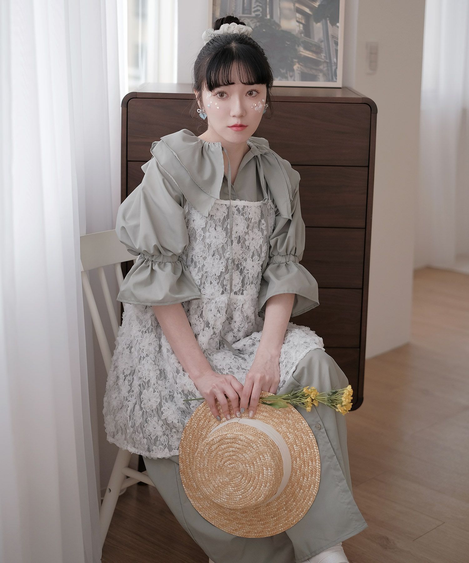 ワンピース/シアー/ミニワンピース/ホワイト/M