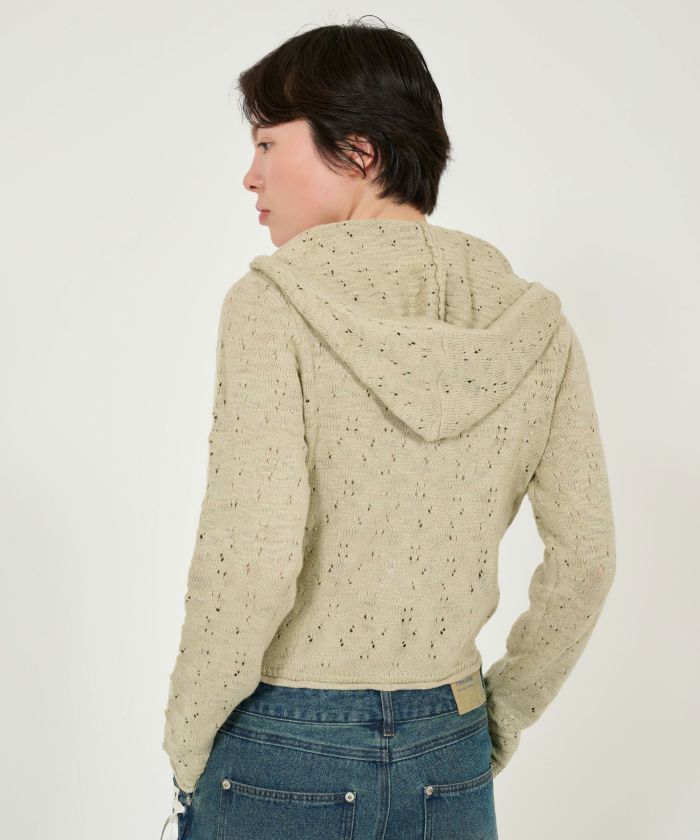 TINA JOJUN アイレット柄 ニットフーディー ベージュ M アイレット柄 ニットフーディー TINA：JOJUN（パーカー）｜TINA