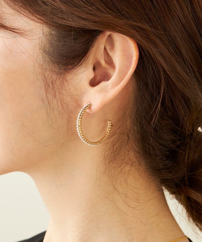 ダブル ライン フープ ピアス イヤリング Double Line Hoop Pierce Earring