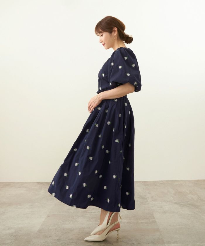 限定Price！SALE 小花ジャガード ふんわり スカート ロング丈