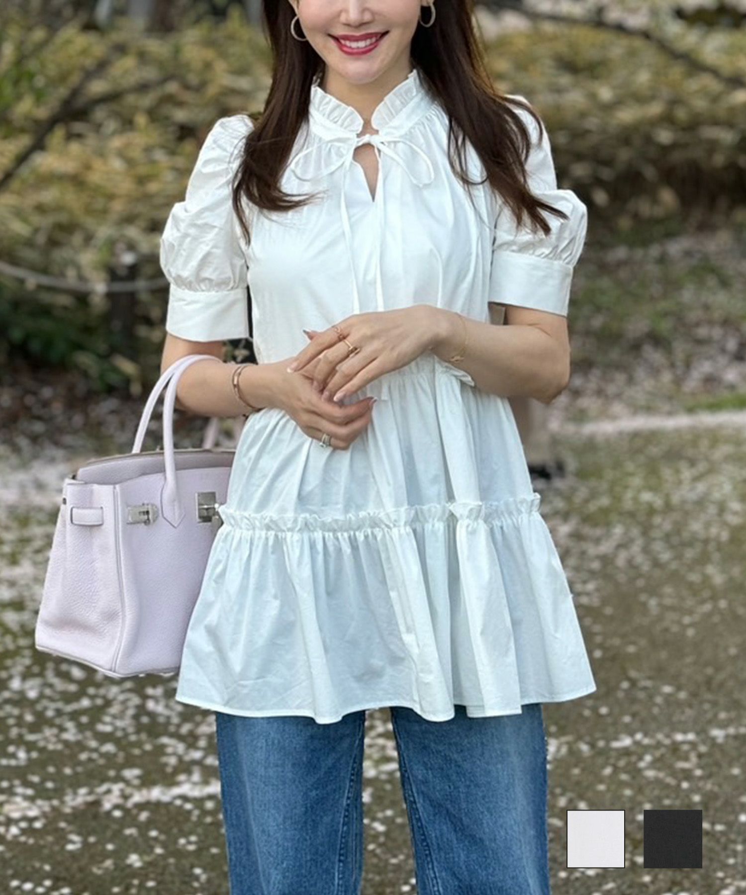 フリルネック ティアードブラウス Liala×PG