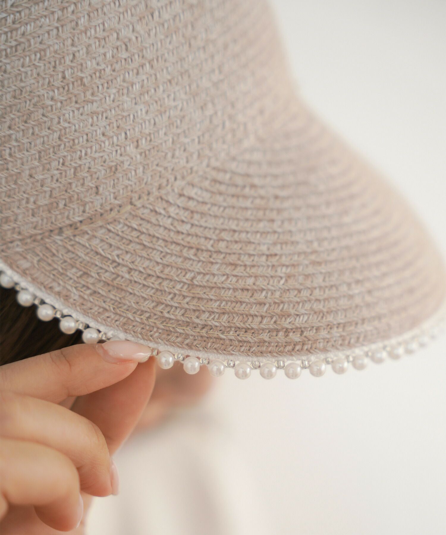 キャップ/帽子/麦わら/ストロー素材/サイズ調整/パール