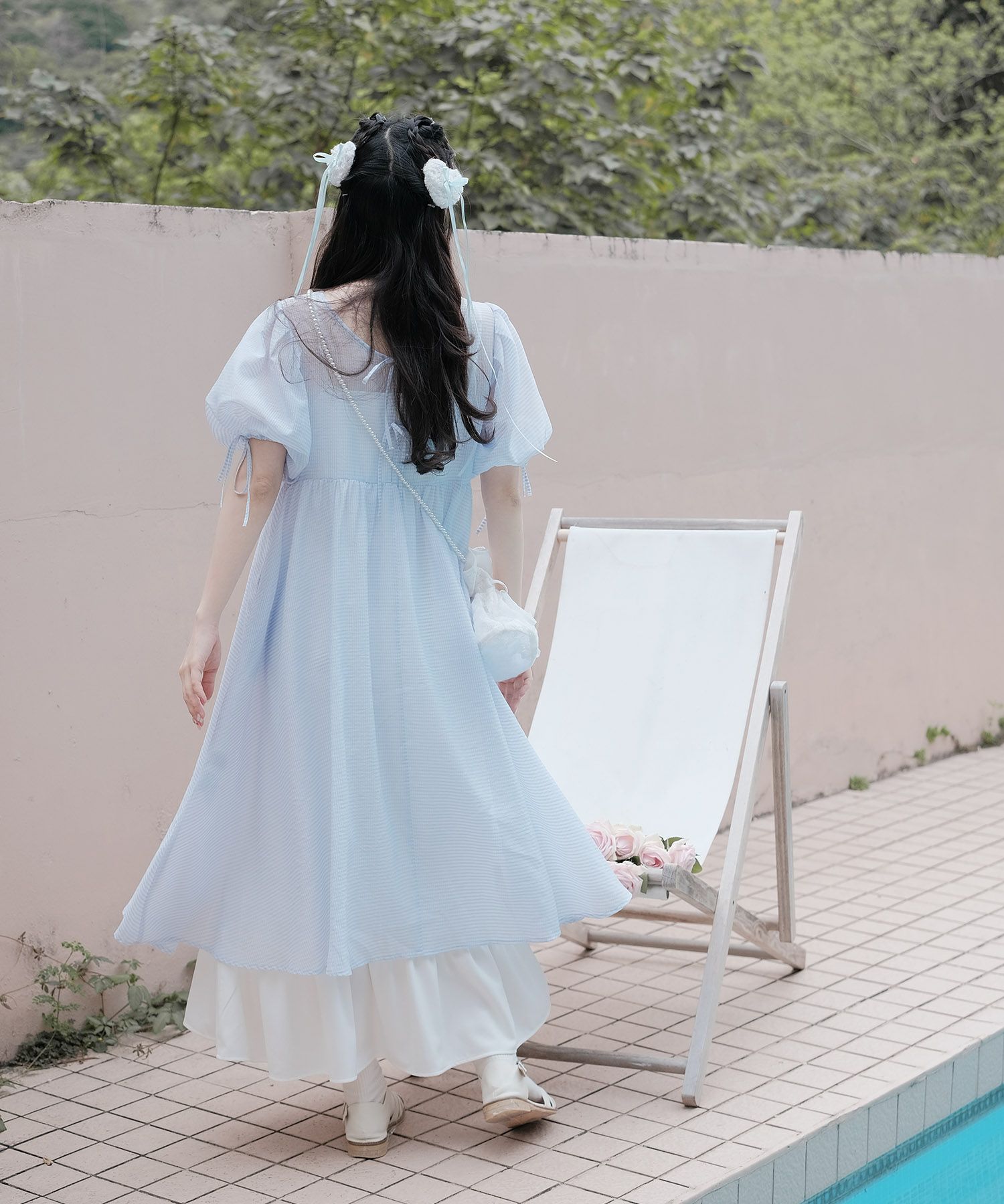 バック リボン デザイン シアー ワンピース miolite 全2色｜mio321