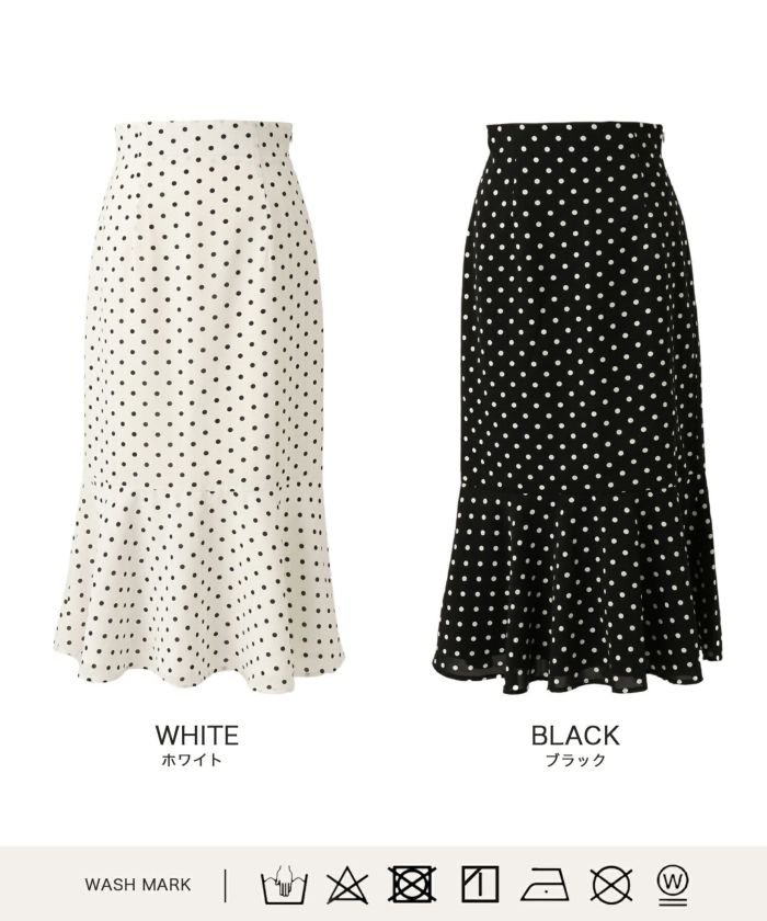 スカート/ドット/マーメイド/スカート/ホワイト/ブラック/フリー