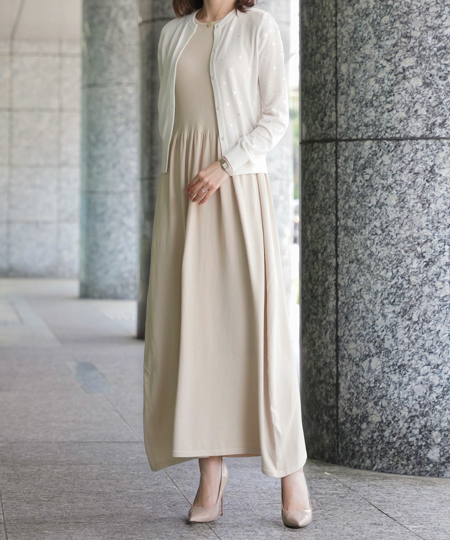 ワンピース/ラメ/サマーニット/ワンピース/チャコール/ベージュ/ブラック/S/M