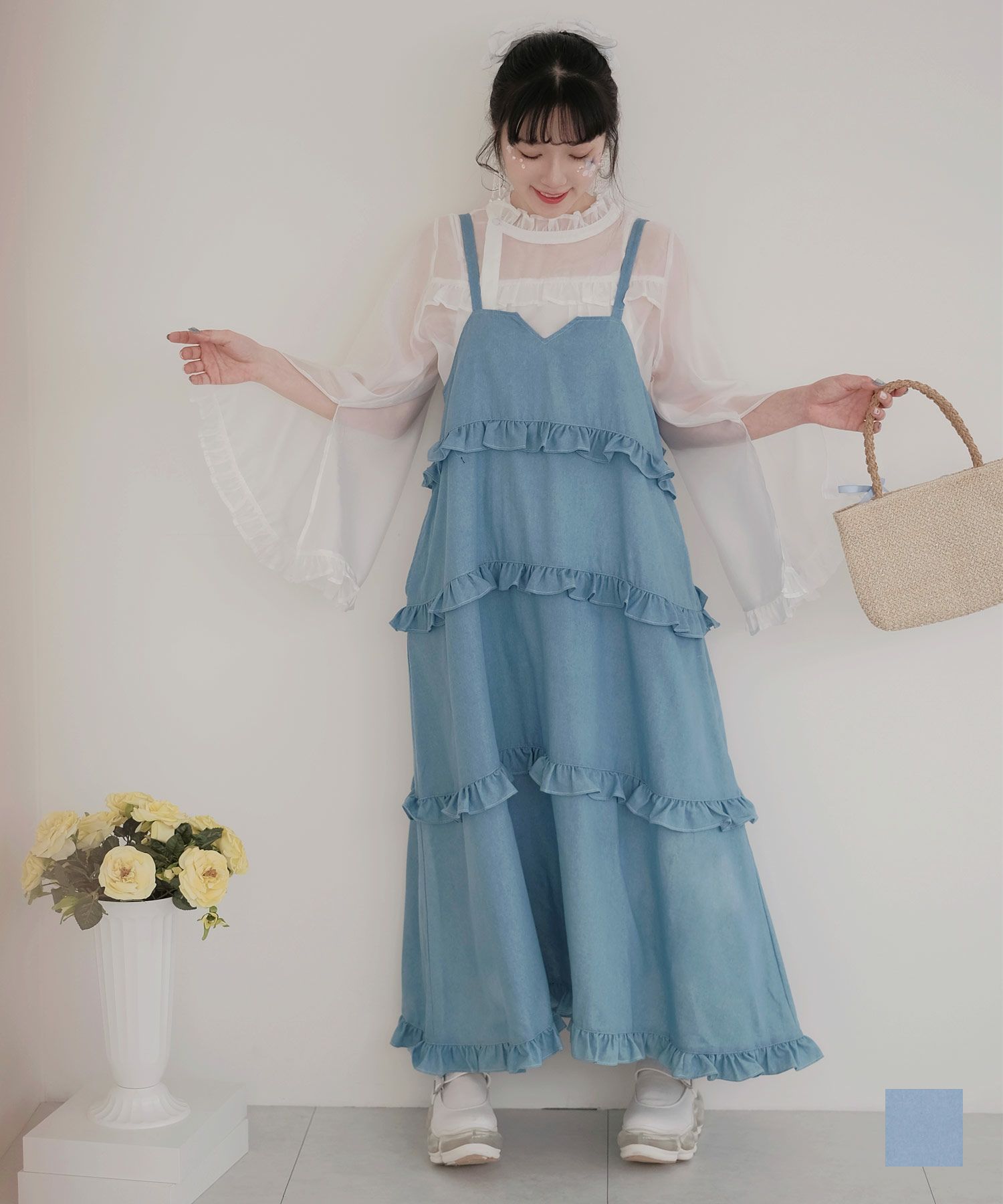 デニム キャミ ワンピース miolite ブルー