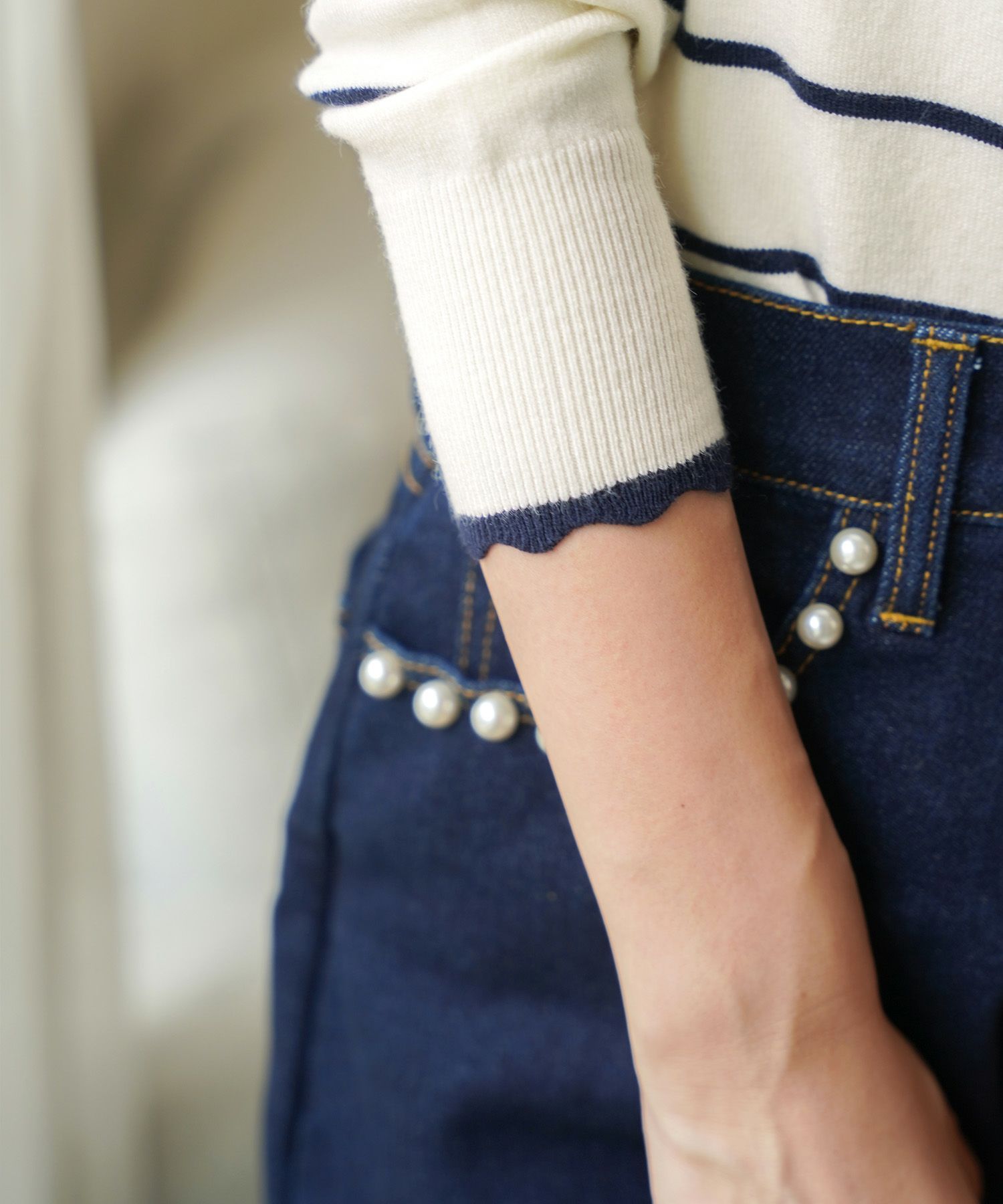 ウエストシェイプ ハート刺繍 デニム パンツ le reve vaniller 全3色 